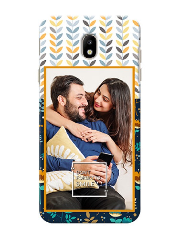 Custom Samsung Galaxy J7 Pro seamless and floral pattern design with smile quote Design