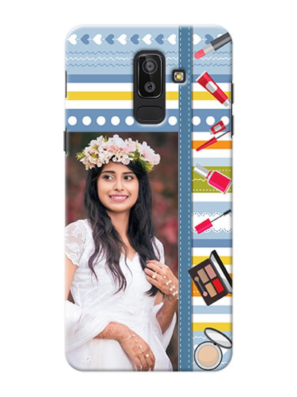 Custom Samsung Galaxy J8 hand drawn backdrop with makeup icons Design