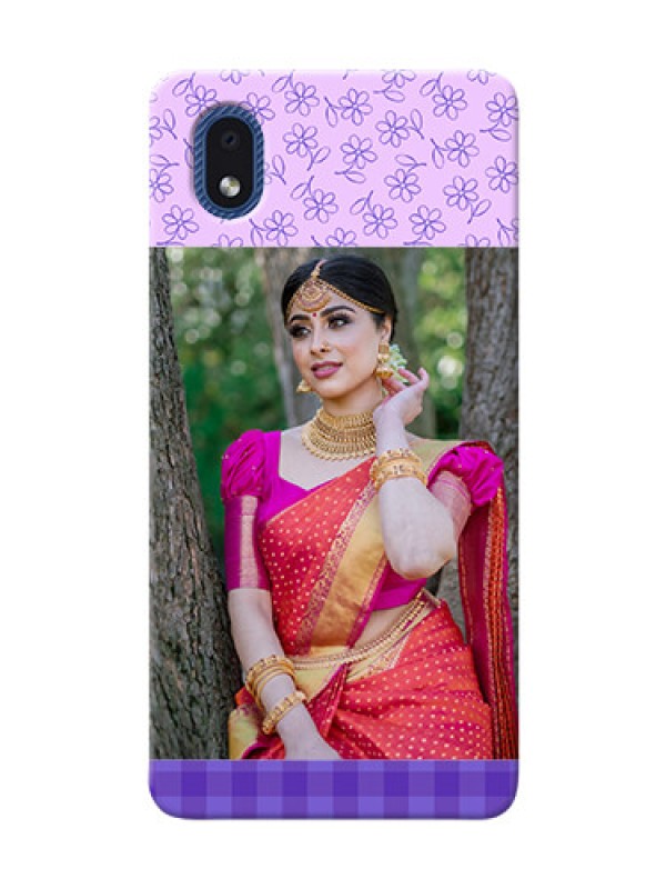 Custom Galaxy M01 Core Mobile Cases: Purple Floral Design