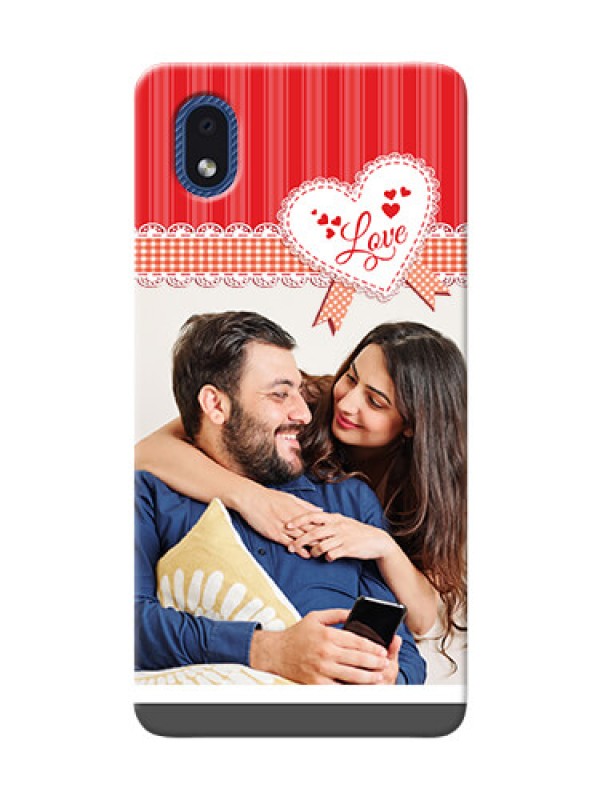 Custom Galaxy M01 Core phone cases online: Red Love Pattern Design