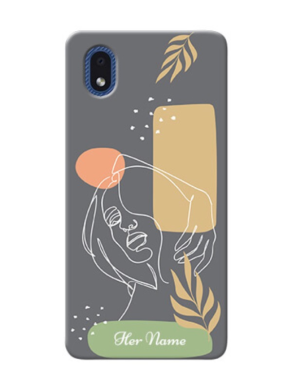 Custom Galaxy M01 Core Phone Back Covers: Gazing Woman line art Design