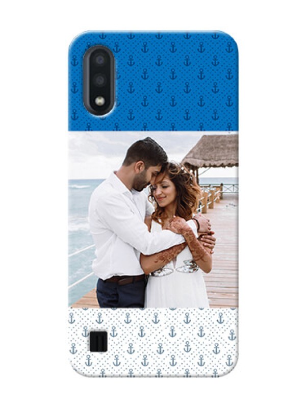 Custom Galaxy M01 Mobile Phone Covers: Blue Anchors Design