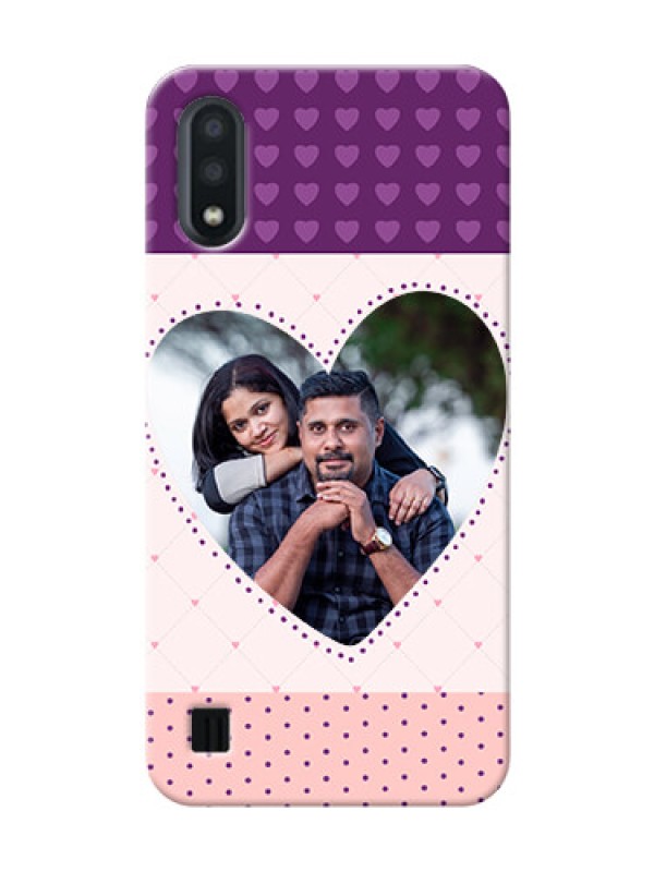 Custom Galaxy M01 Mobile Back Covers: Violet Love Dots Design