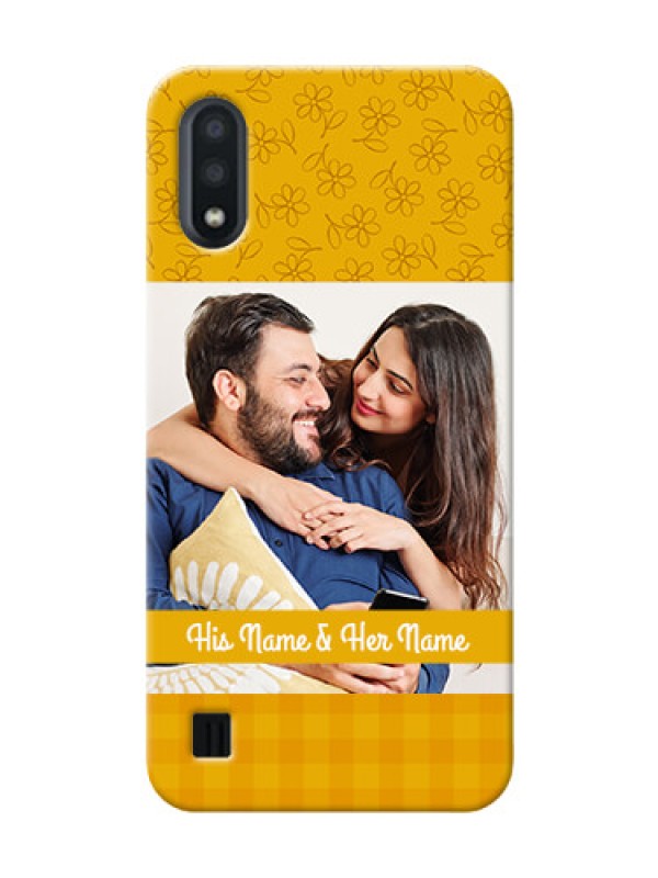 Custom Galaxy M01 mobile phone covers: Yellow Floral Design