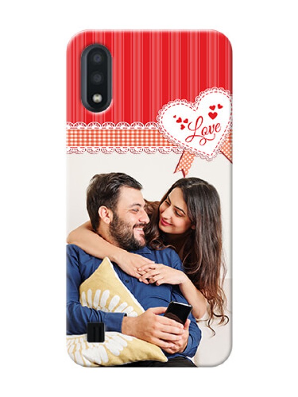 Custom Galaxy M01 phone cases online: Red Love Pattern Design
