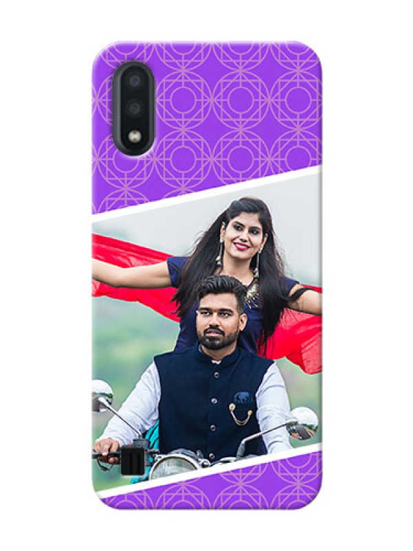 Custom Galaxy M01 mobile back covers online: violet Pattern Design