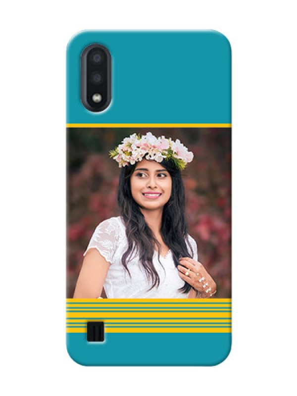 Custom Galaxy M01 personalized phone covers: Yellow & Blue Design 
