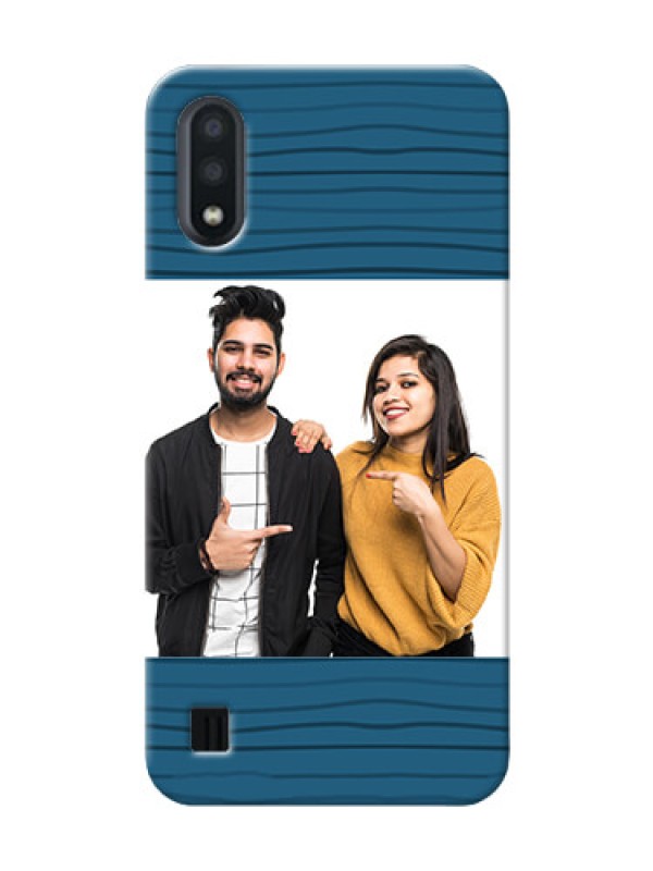 Custom Galaxy M01 Custom Phone Cases: Blue Pattern Cover Design