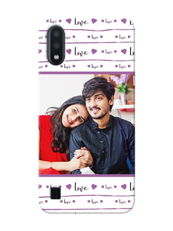 Custom Galaxy M01 Mobile Back Covers: Couples Heart Design