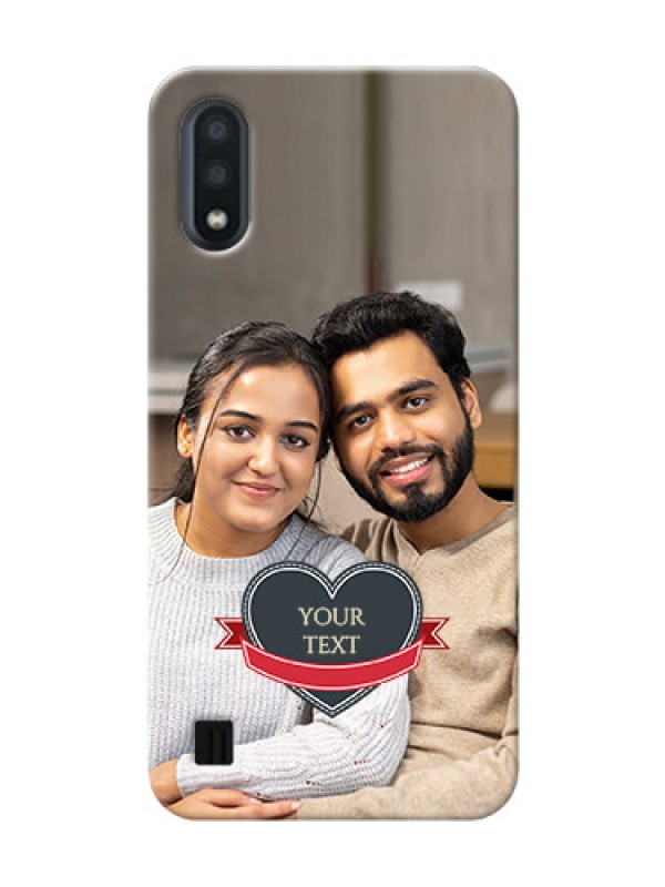 Custom Galaxy M01 mobile back covers online: Just Married Couple Design