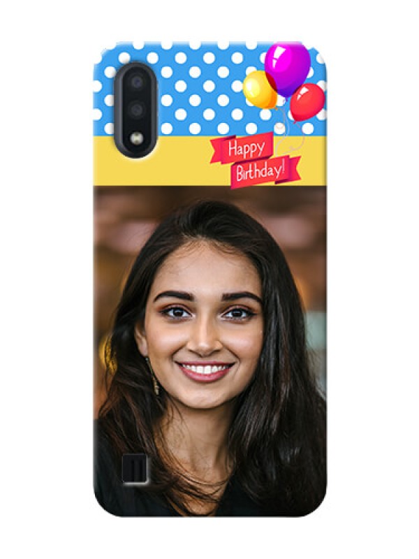 Custom Galaxy M01 custom mobile back covers: Happy Birthday Design