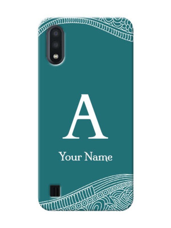 Custom Galaxy M01 Mobile Back Covers: line art pattern with custom name Design