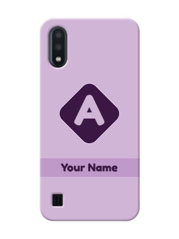 Custom Galaxy M01 Custom Mobile Case with Custom Letter in curved badge  Design