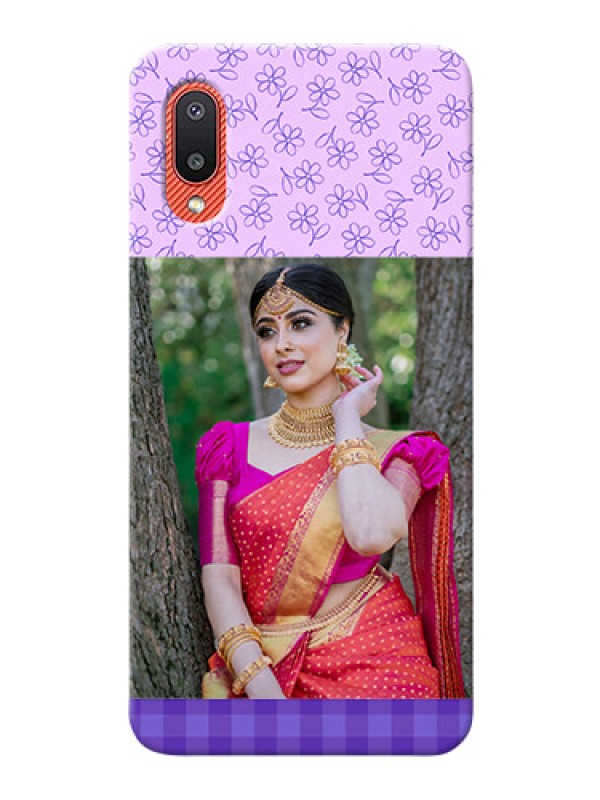 Custom Galaxy M02 Mobile Cases: Purple Floral Design