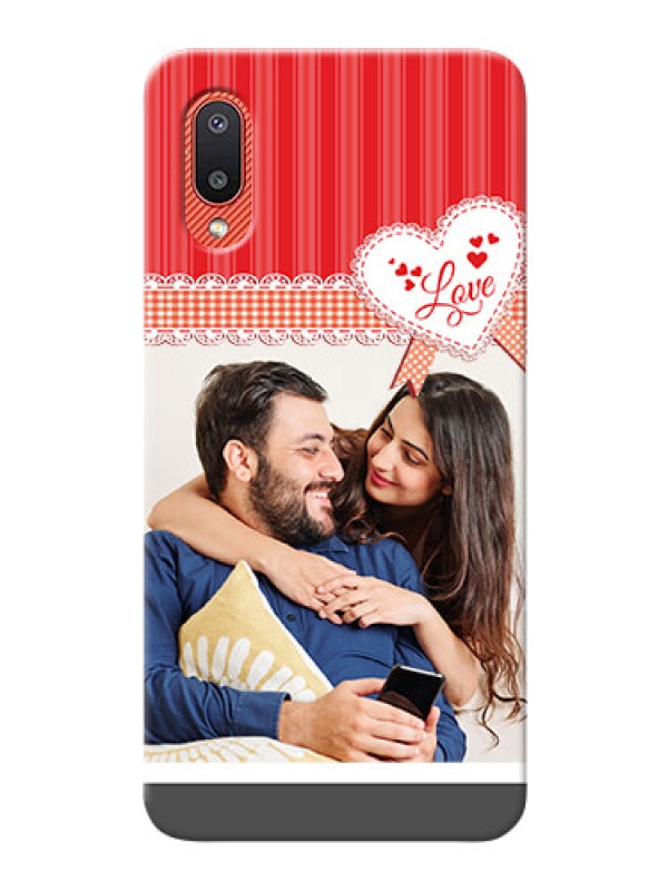 Custom Galaxy M02 phone cases online: Red Love Pattern Design