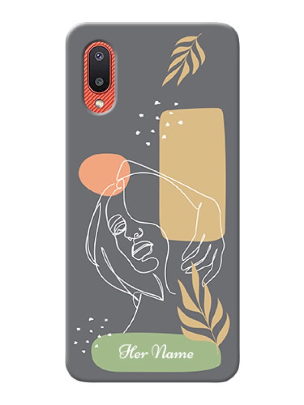 Custom Galaxy M02 Phone Back Covers: Gazing Woman line art Design