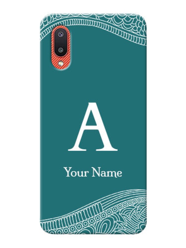 Custom Galaxy M02 Mobile Back Covers: line art pattern with custom name Design