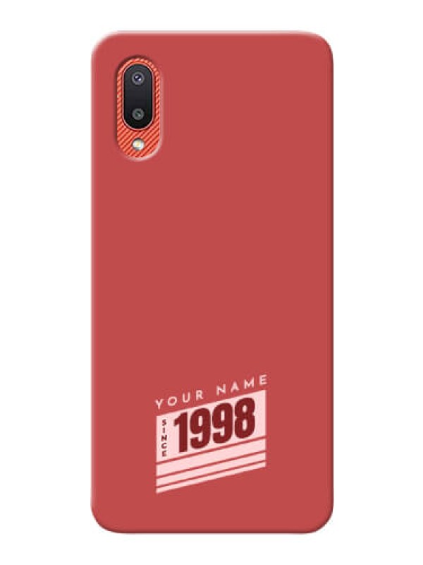Custom Galaxy M02 Phone Back Covers: Red custom year of birth Design