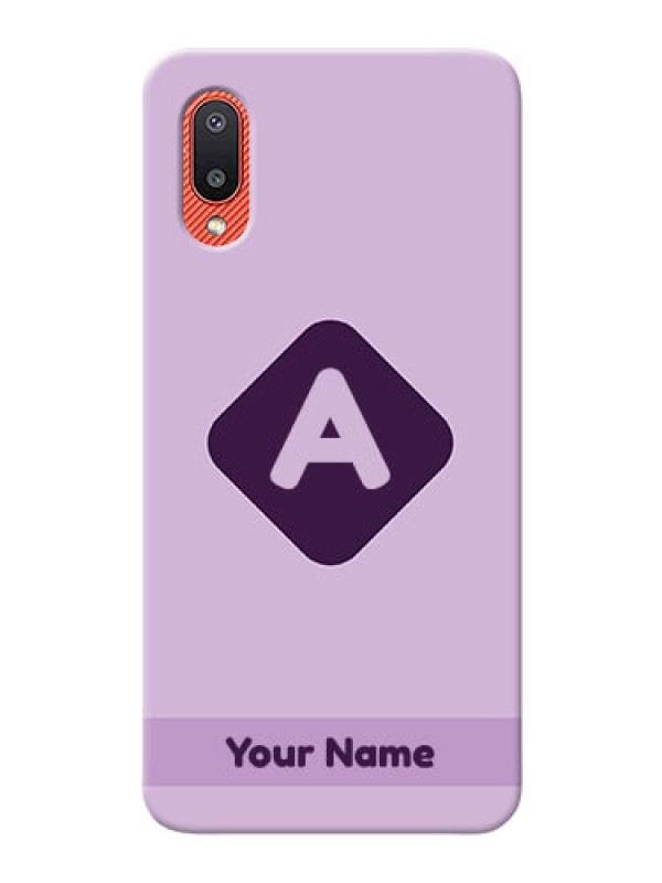 Custom Galaxy M02 Custom Mobile Case with Custom Letter in curved badge  Design