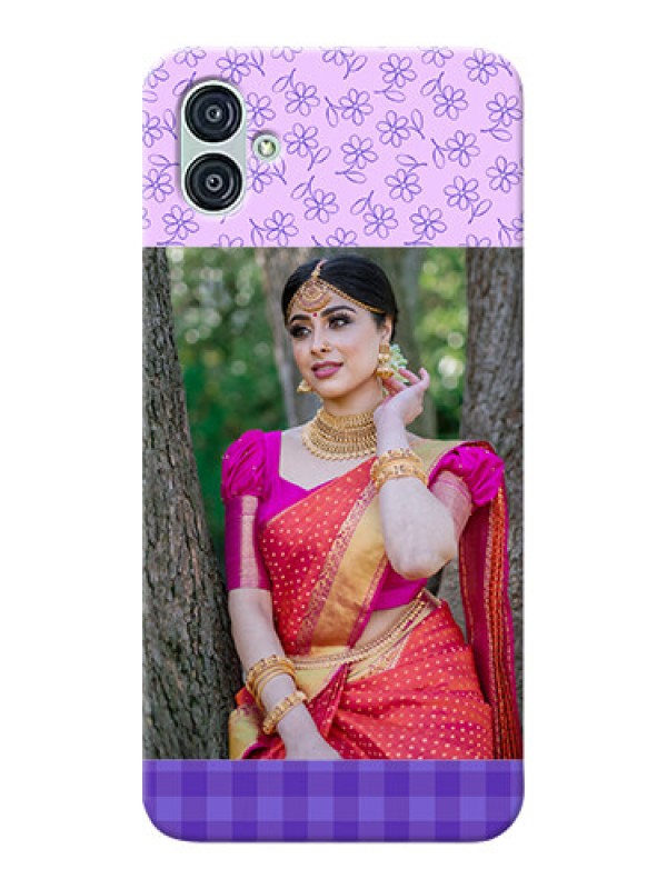 Custom Samsung Galaxy M04 Mobile Cases: Purple Floral Design