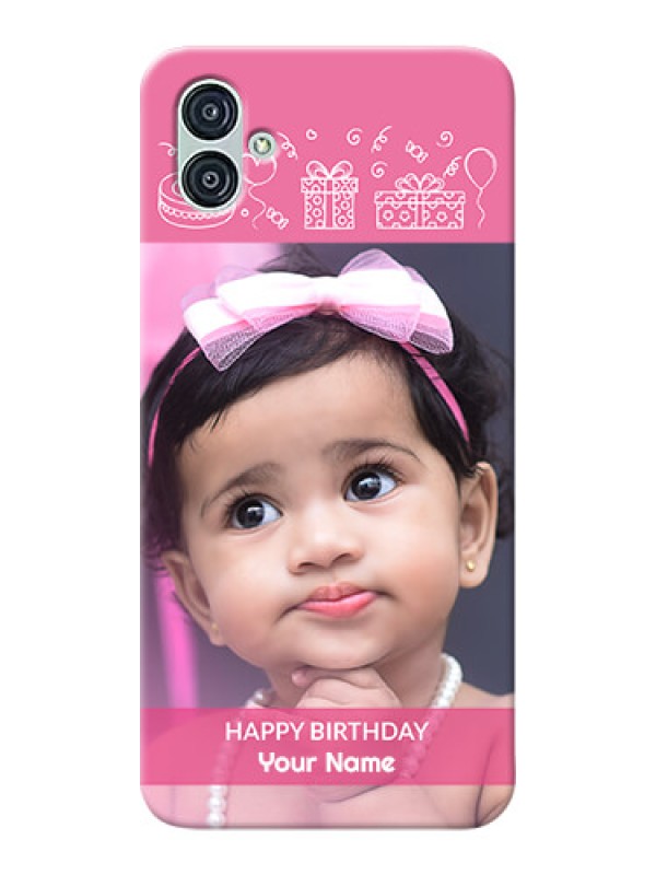 Custom Samsung Galaxy M04 Custom Mobile Cover with Birthday Line Art Design