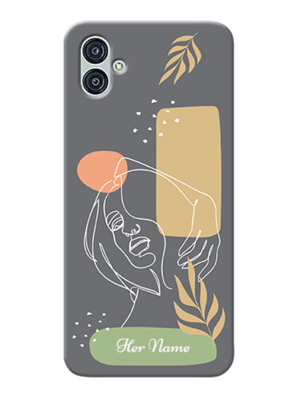 Custom Galaxy M04 Phone Back Covers: Gazing Woman line art Design