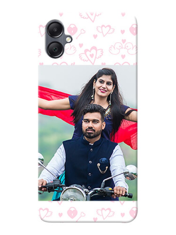 Custom Galaxy M05 personalized phone covers: Pink Flying Heart Design