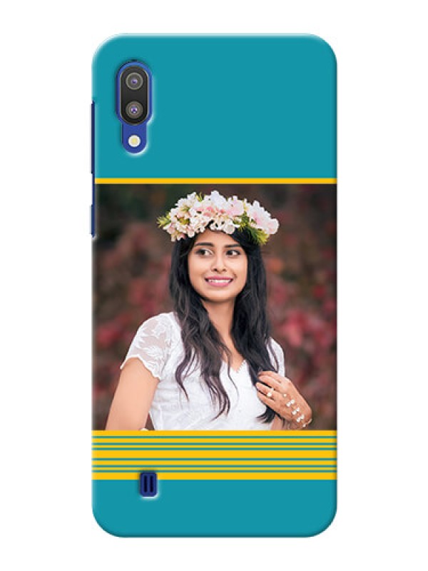 Custom Samsung Galaxy M10 personalized phone covers: Yellow & Blue Design 