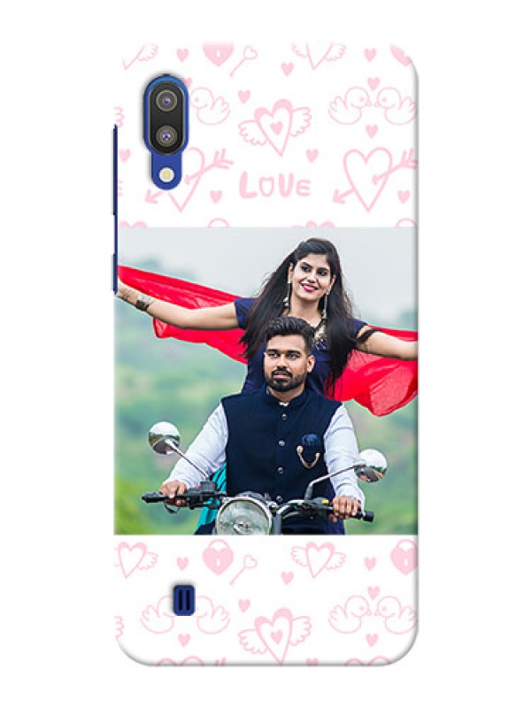 Custom Samsung Galaxy M10 personalized phone covers: Pink Flying Heart Design