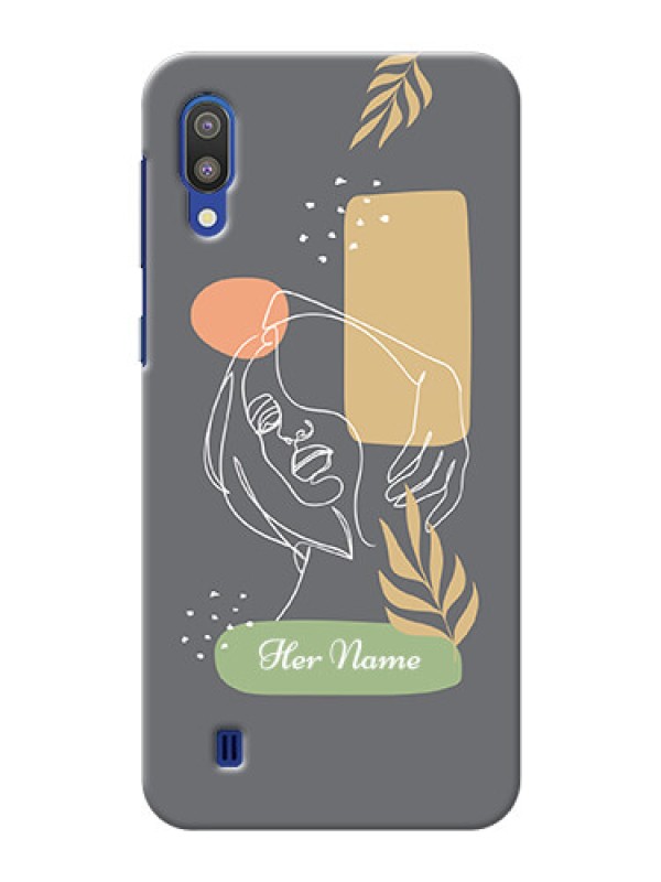 Custom Galaxy M10 Phone Back Covers: Gazing Woman line art Design