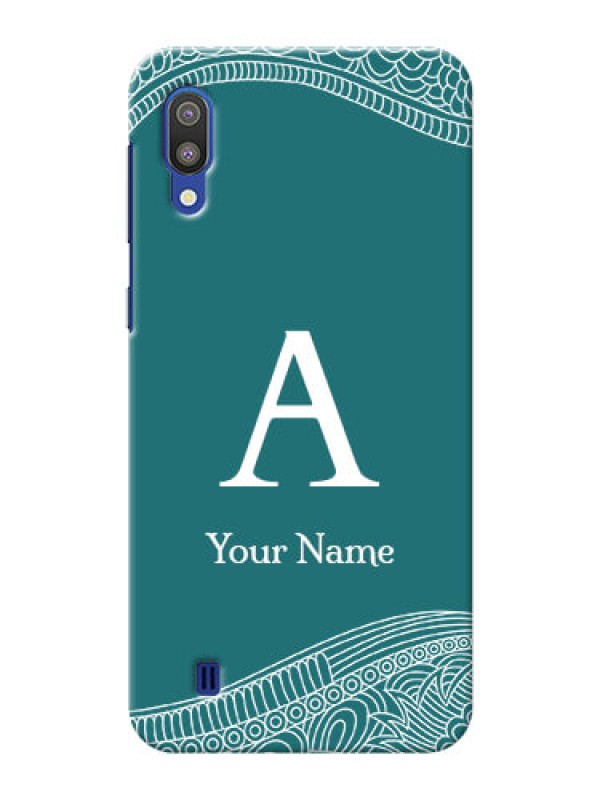 Custom Galaxy M10 Mobile Back Covers: line art pattern with custom name Design