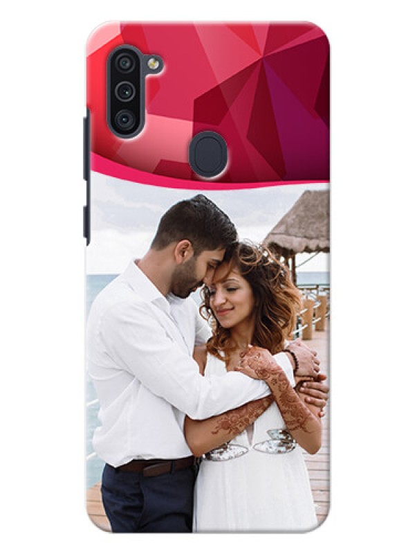 Custom Galaxy M11 custom mobile back covers: Red Abstract Design
