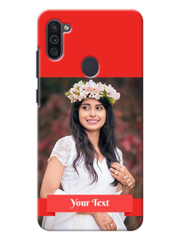 Custom Galaxy M11 Personalised mobile covers: Simple Red Color Design