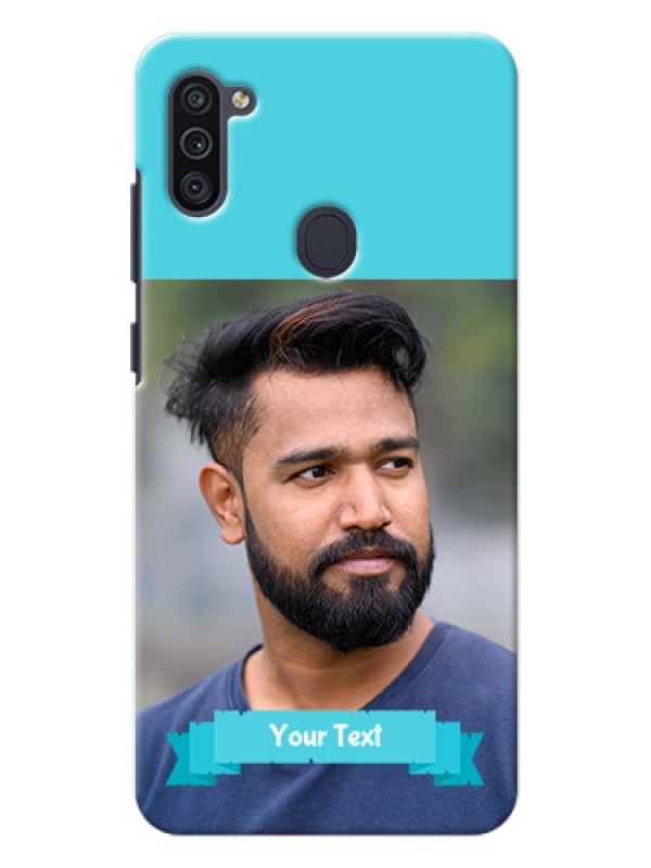 Custom Galaxy M11 Personalized Mobile Covers: Simple Blue Color Design