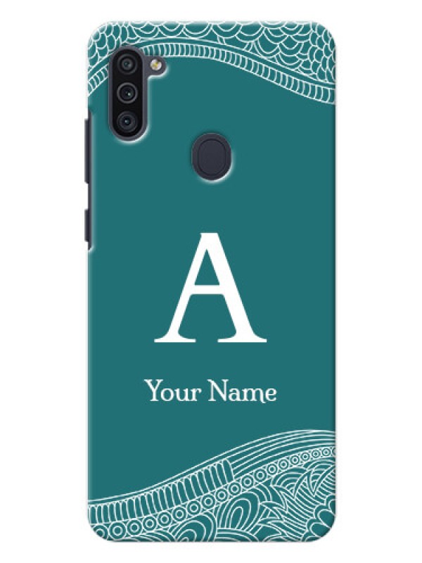 Custom Galaxy M11 Mobile Back Covers: line art pattern with custom name Design