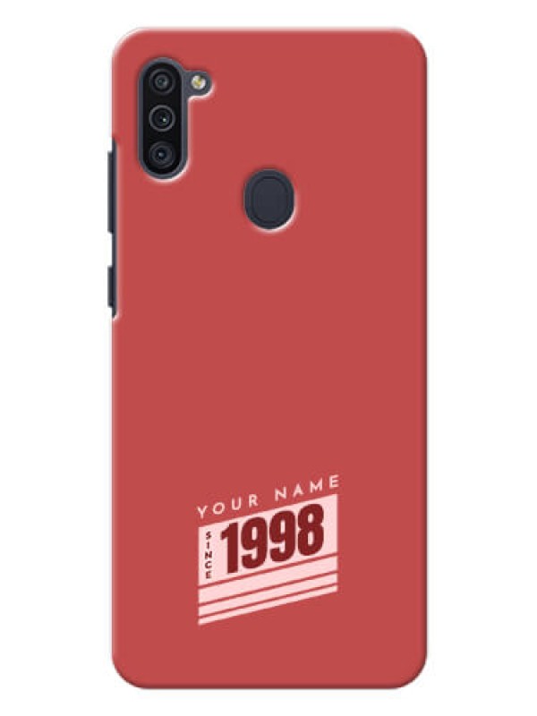 Custom Galaxy M11 Phone Back Covers: Red custom year of birth Design