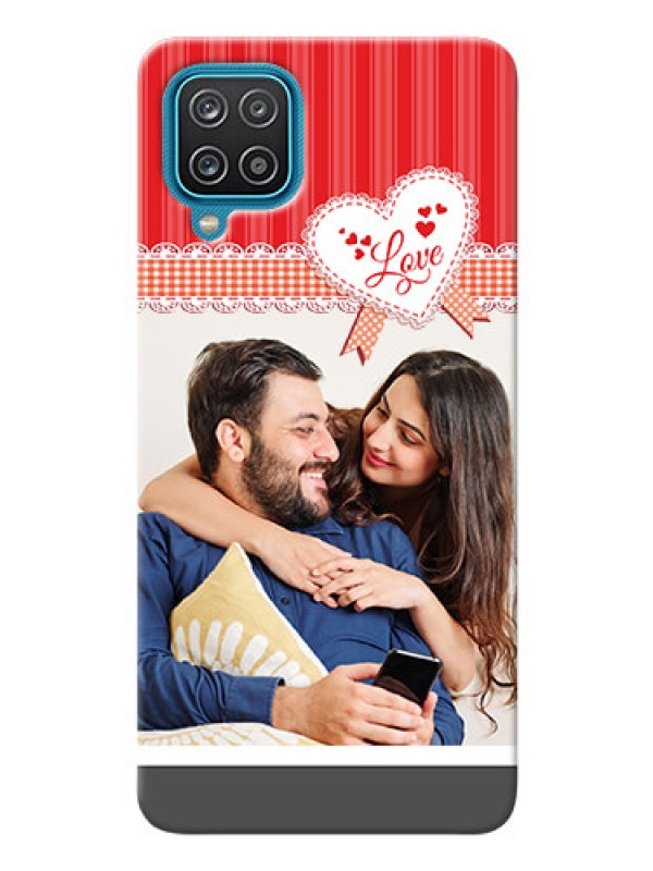 Custom Galaxy M12 phone cases online: Red Love Pattern Design
