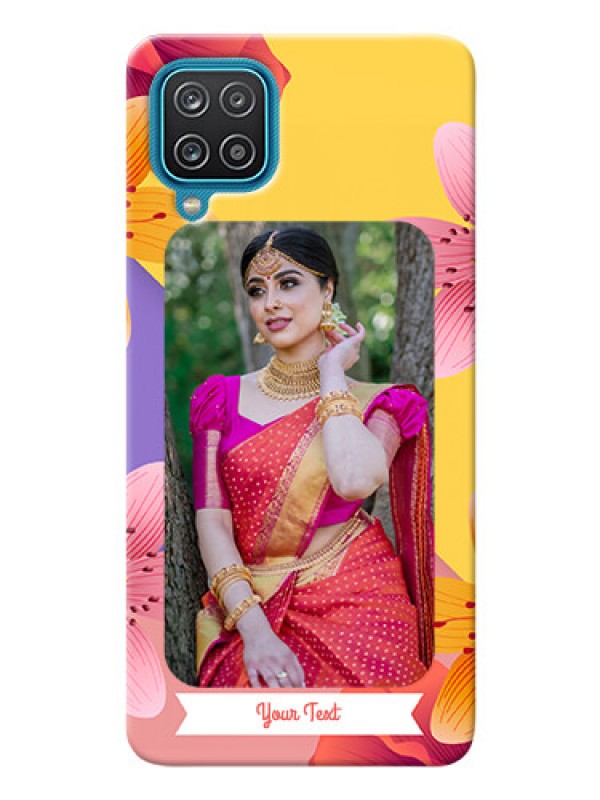 Custom Galaxy M12 Mobile Covers: 3 Image With Vintage Floral Design