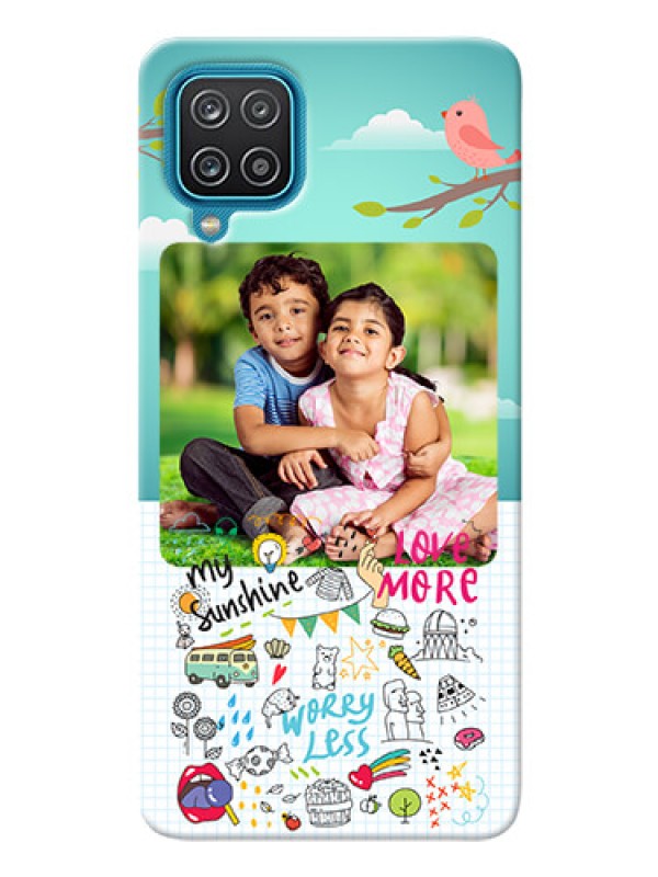 Custom Galaxy M12 phone cases online: Doodle love Design
