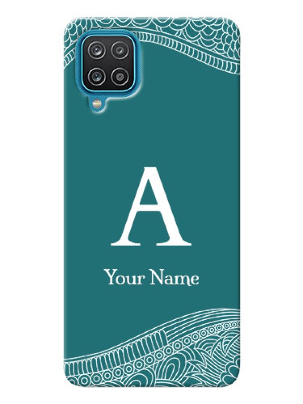 Custom Galaxy M12 Mobile Back Covers: line art pattern with custom name Design