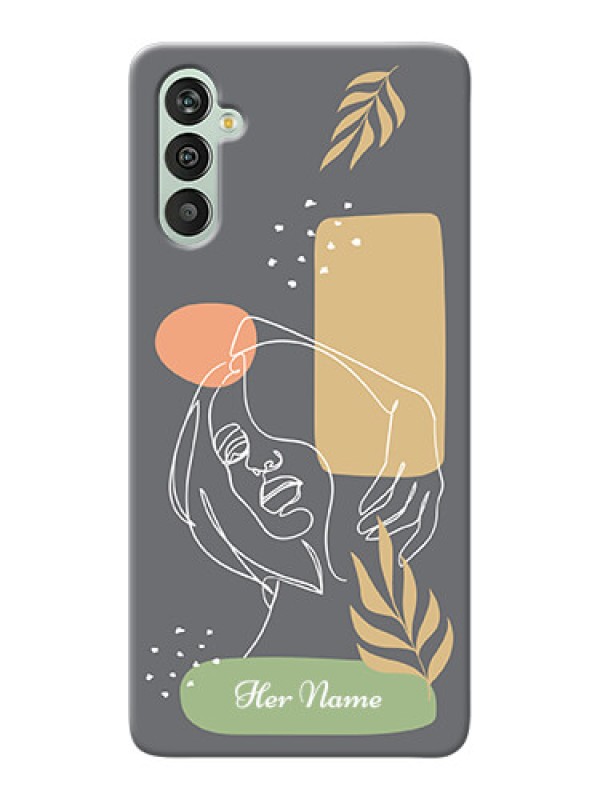Custom Galaxy M13 4G Phone Back Covers: Gazing Woman line art Design
