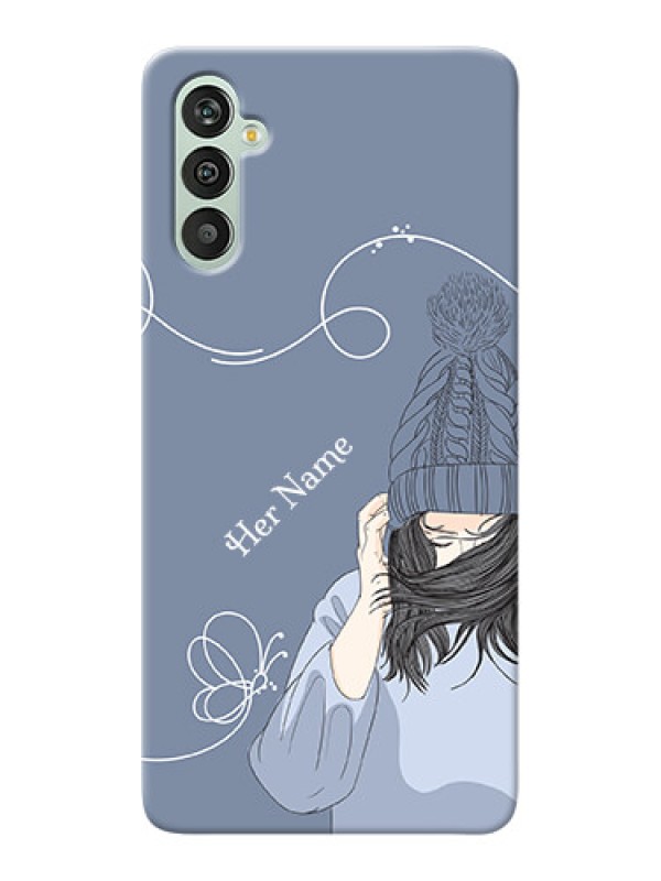 Custom Galaxy M13 4G Custom Mobile Case with Girl in winter outfit Design