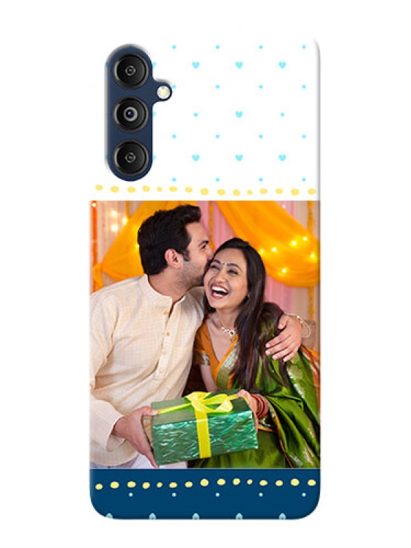 Custom Galaxy M14 4G Phone Covers: White and Blue Abstract Design