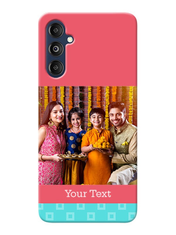 Custom Galaxy M14 4G Mobile Back Covers: Peach & Blue Color Design