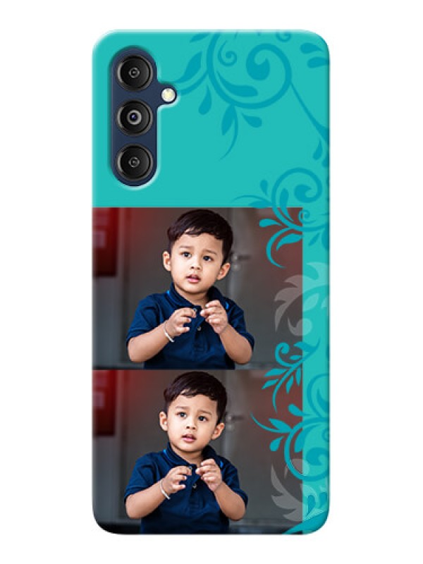 Custom Galaxy M14 4G Mobile Cases with Photo and Green Floral Design