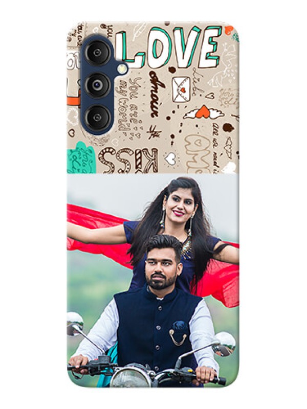 Custom Galaxy M14 4G Personalised mobile covers: Love Doodle Pattern