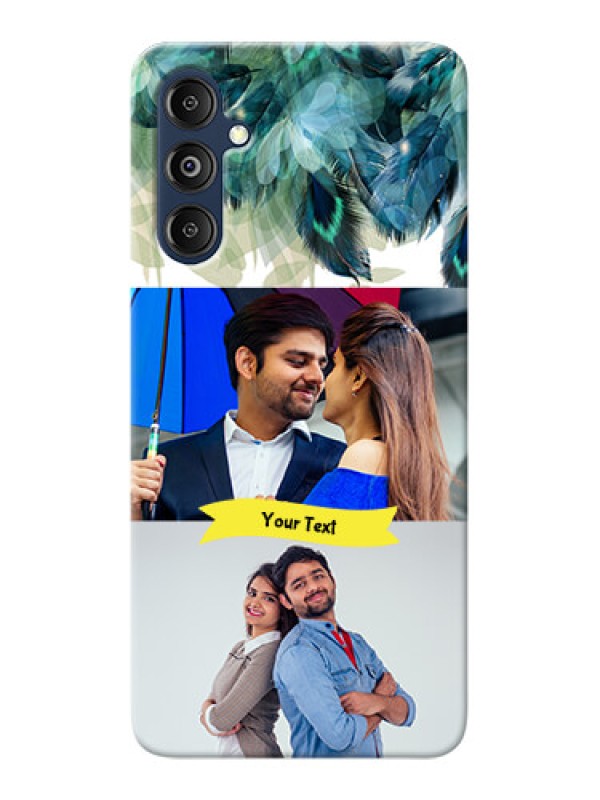 Custom Galaxy M14 4G Phone Cases: Image with Boho Peacock Feather Design