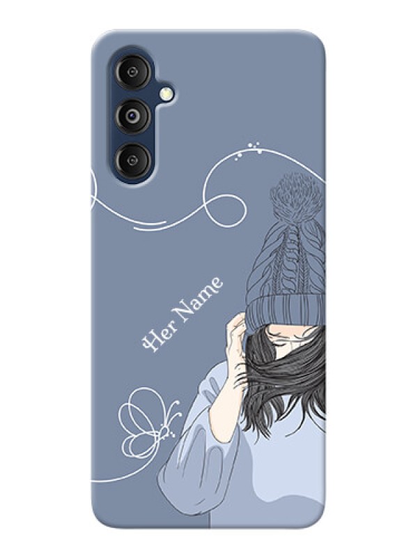 Custom Galaxy M14 4G Custom Mobile Case with Girl in winter outfit Design