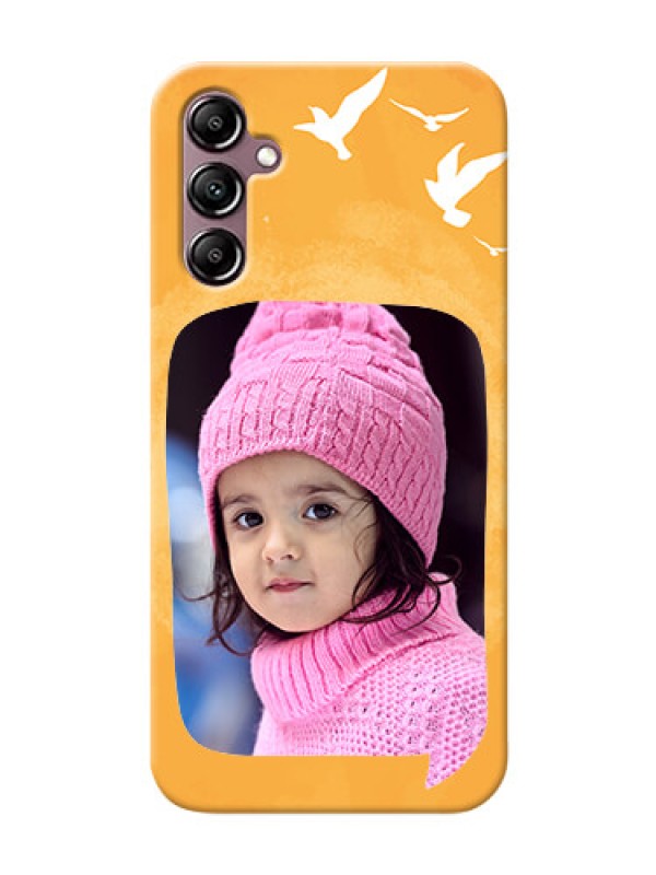 Custom Galaxy M14 5G Phone Covers: Water Color Design with Bird Icons