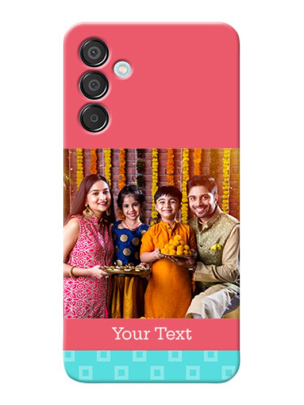 Custom Galaxy M15 5G Mobile Back Covers: Peach & Blue Color Design